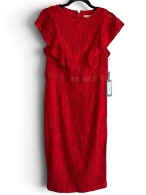 Women’s Eva Mendes for New York & Company Red Lace  Sheath Dress Size 10